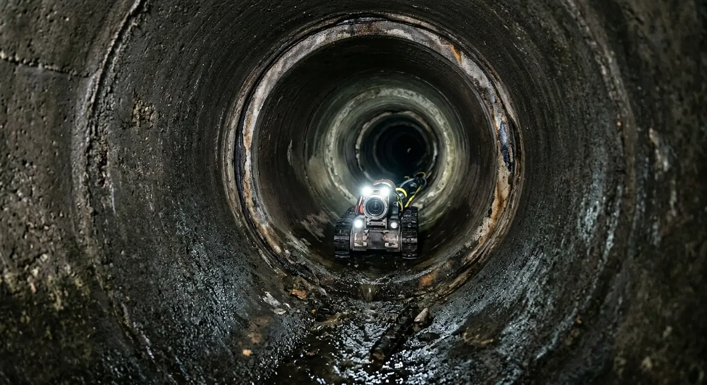 Robotic sewer camera inspecting pipe interior for Sewer Line Repair in Shady Hollow
